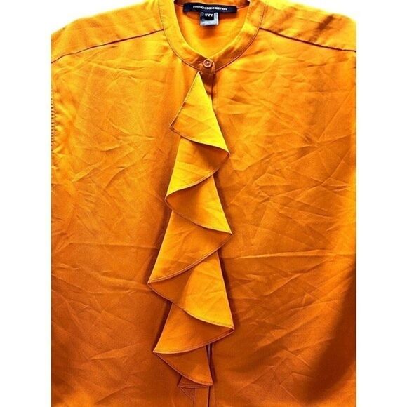 Classic Crepe Light Polly Blouse Top by French Connection - Golden Oak Size 8 - Picture 4 of 7